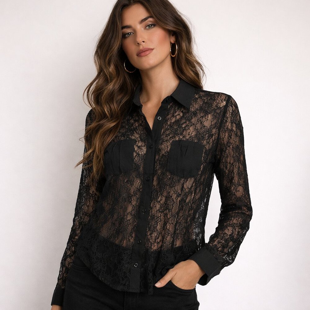 Forever 21 Black Lace Blouse size medium